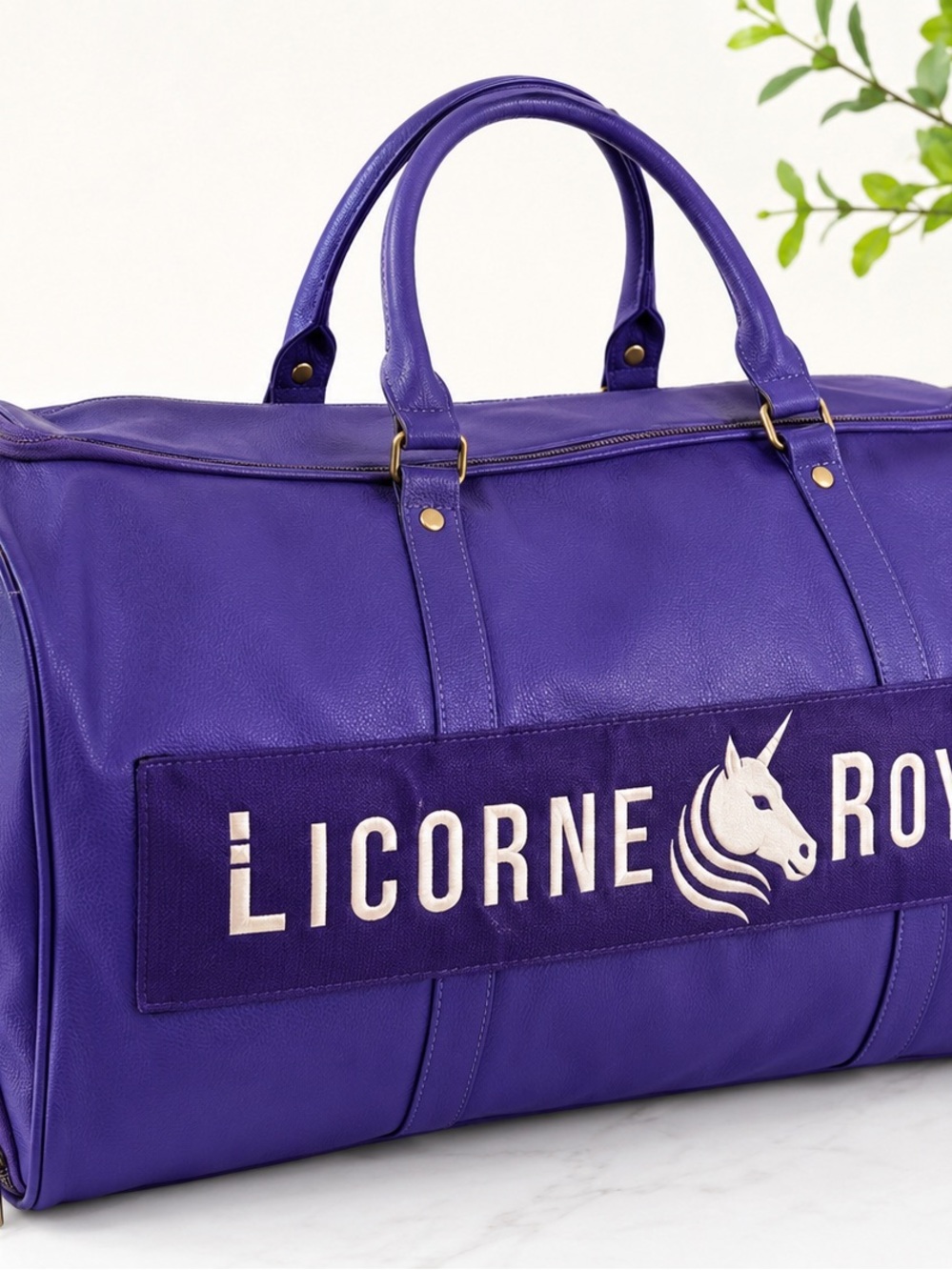 Licorne Royale Purple Travel Duffel Bag Weekender Sneaker Shoe Compartment Large